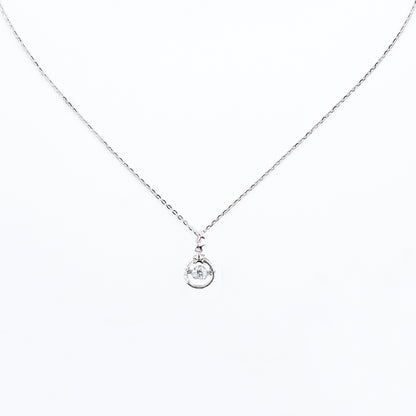 Silver Dazzling Diamond Circle Necklace