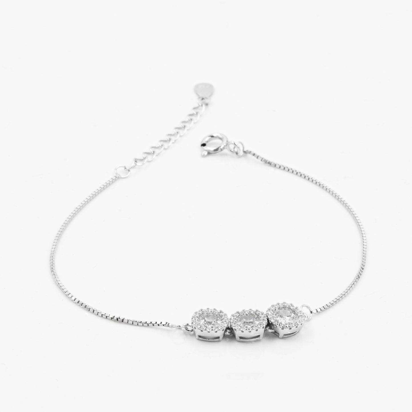 Silver Triple Circle Solitaire Bracelet