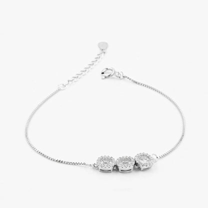 Silver Triple Circle Solitaire Bracelet
