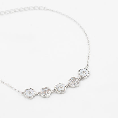Silver Blooming Diamond Enamel Bracelet