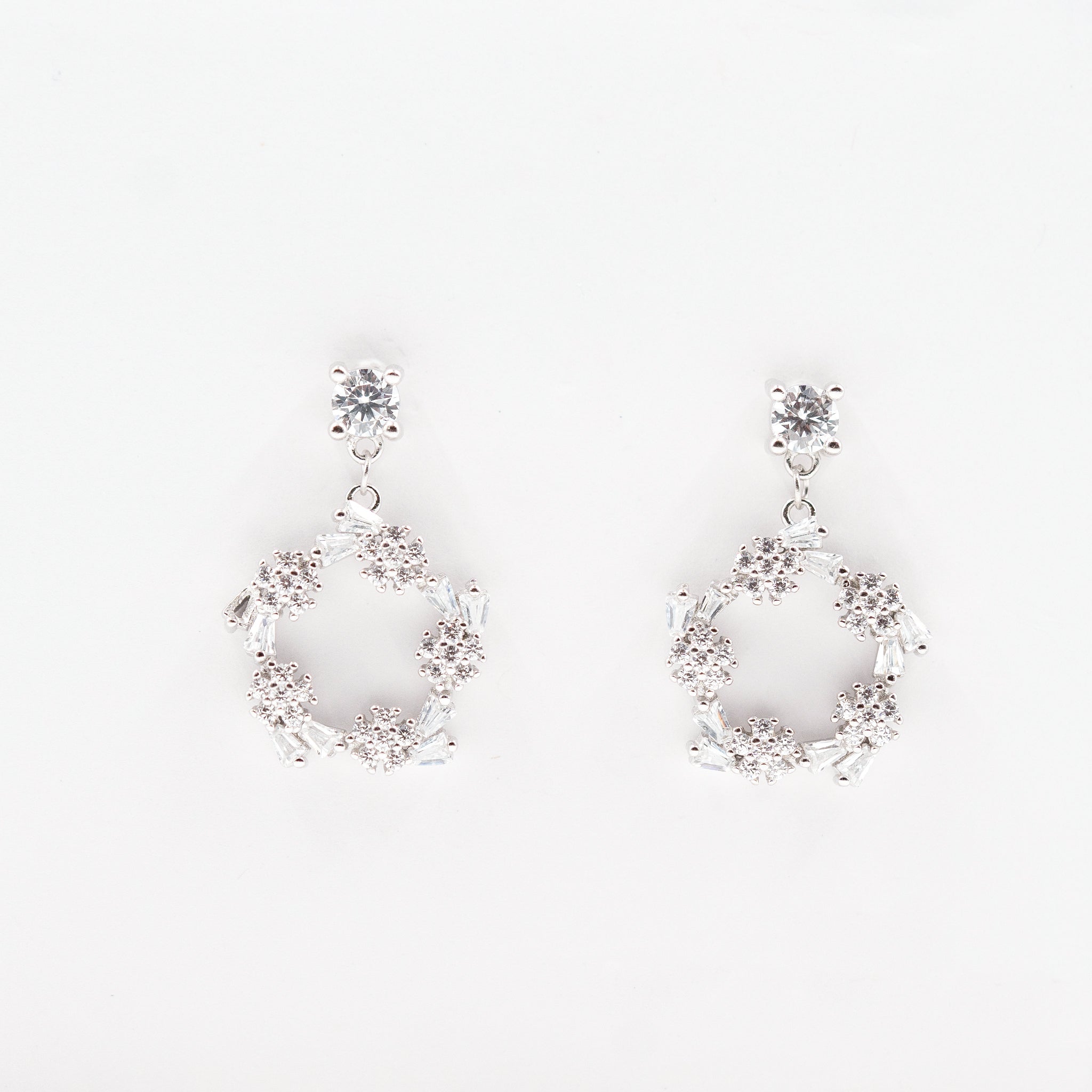 Silver Petal Drop Dangler Earrings