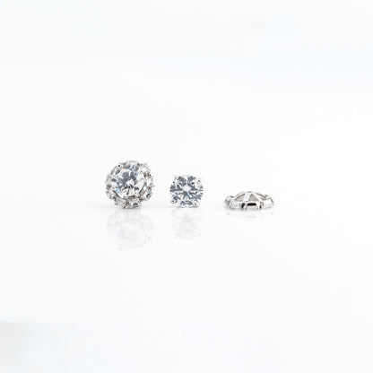 Silver White Detachable Stone Earrings
