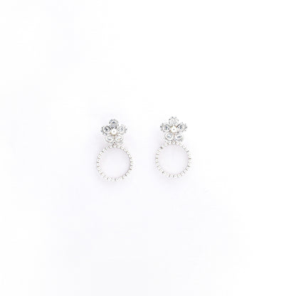 Silver Blossom Pearl Danglers Earrings
