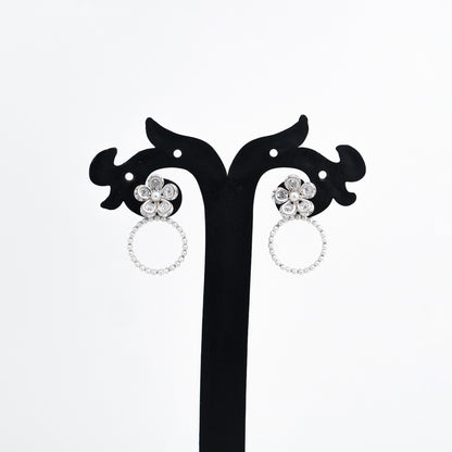 Silver Blossom Pearl Danglers Earrings
