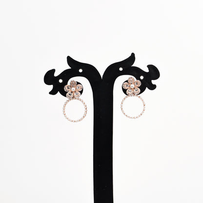 Rose Gold Blossom Pearl Danglers Earrings