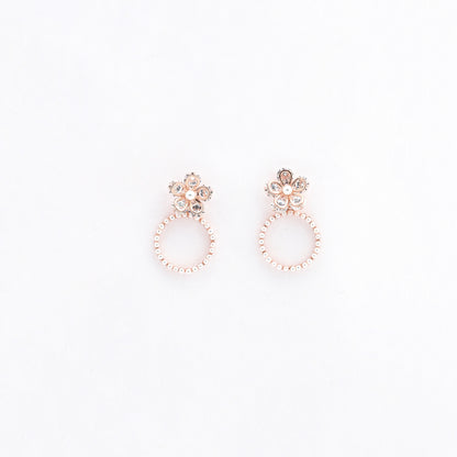 Rose Gold Blossom Pearl Danglers Earrings