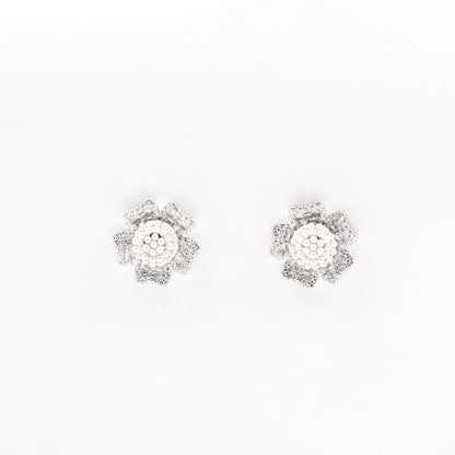 Silver White Grand Floral Pearl Pendant Jewelry Set