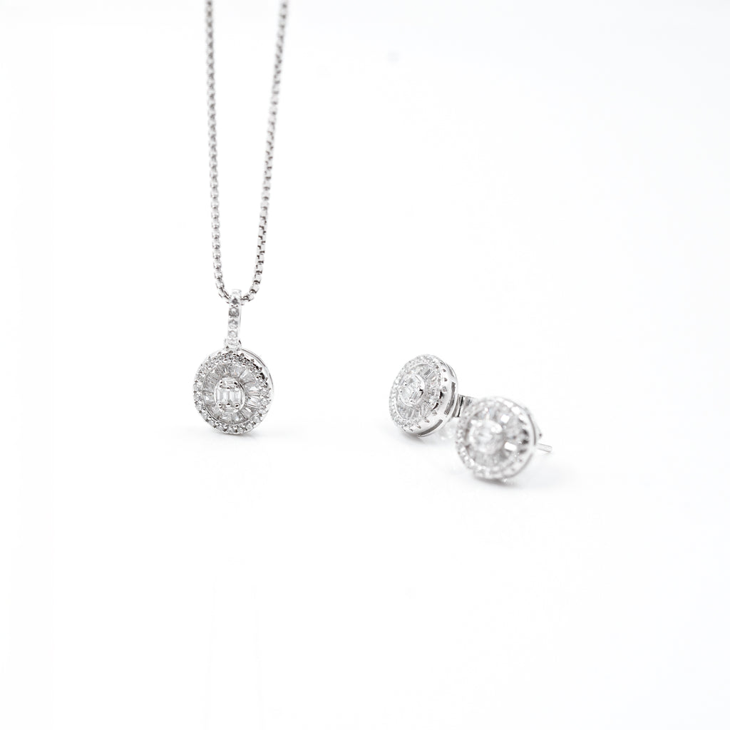Silver Vibrant Oval Drops Jewelry Set