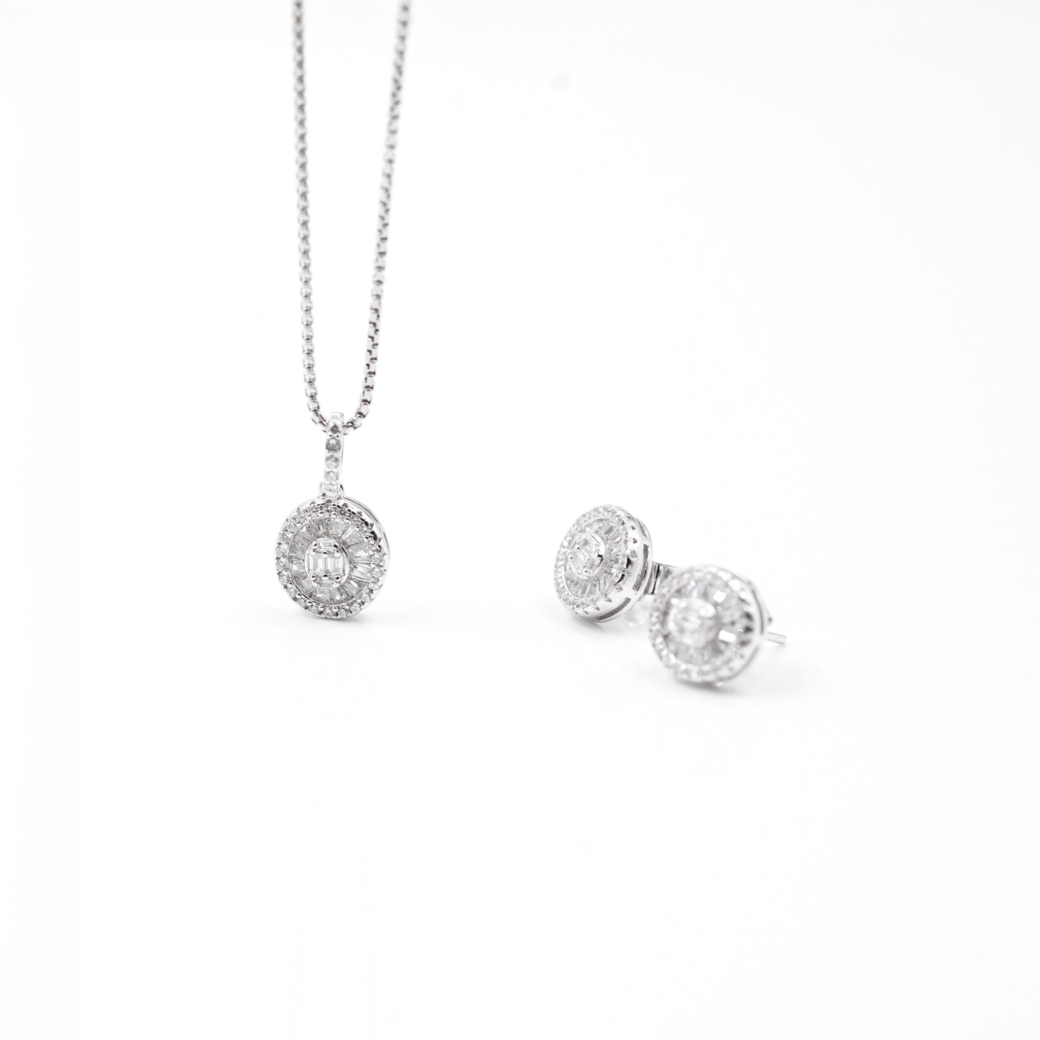 Silver Vibrant Oval Drops Jewelry Set