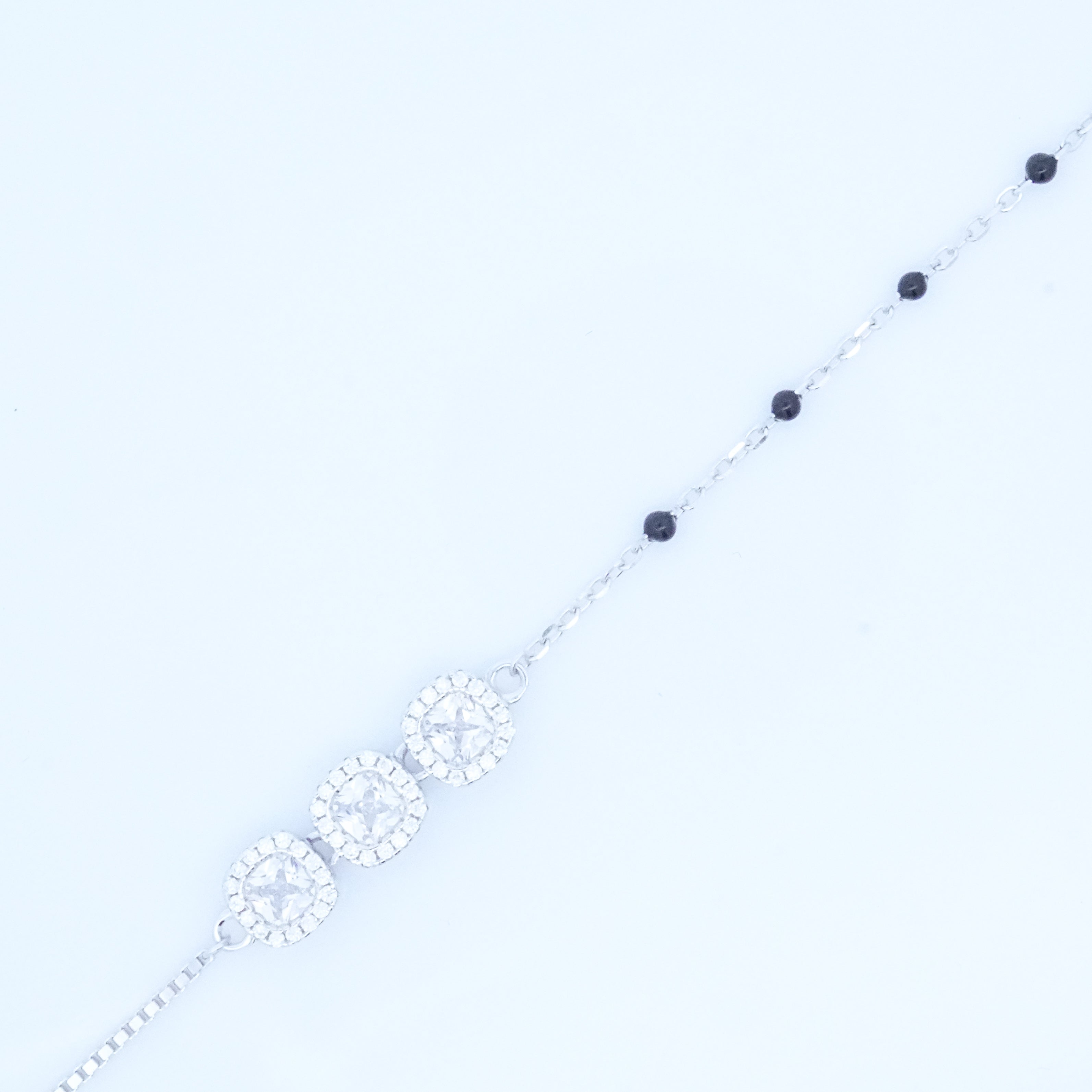 Silver 3 Cushion Cut Hand Mangalsutra