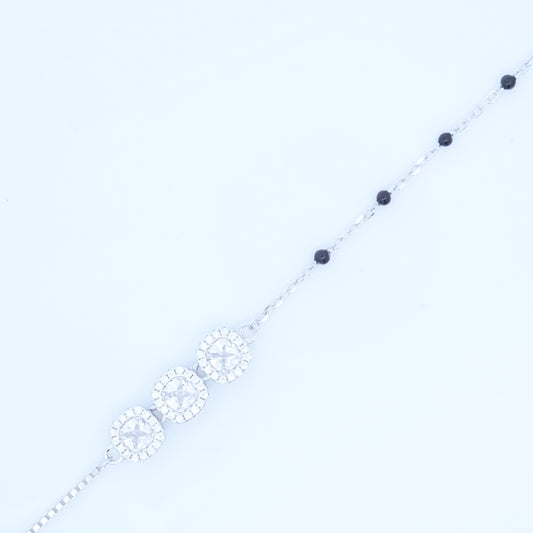Silver 3 Cushion Cut Hand Mangalsutra