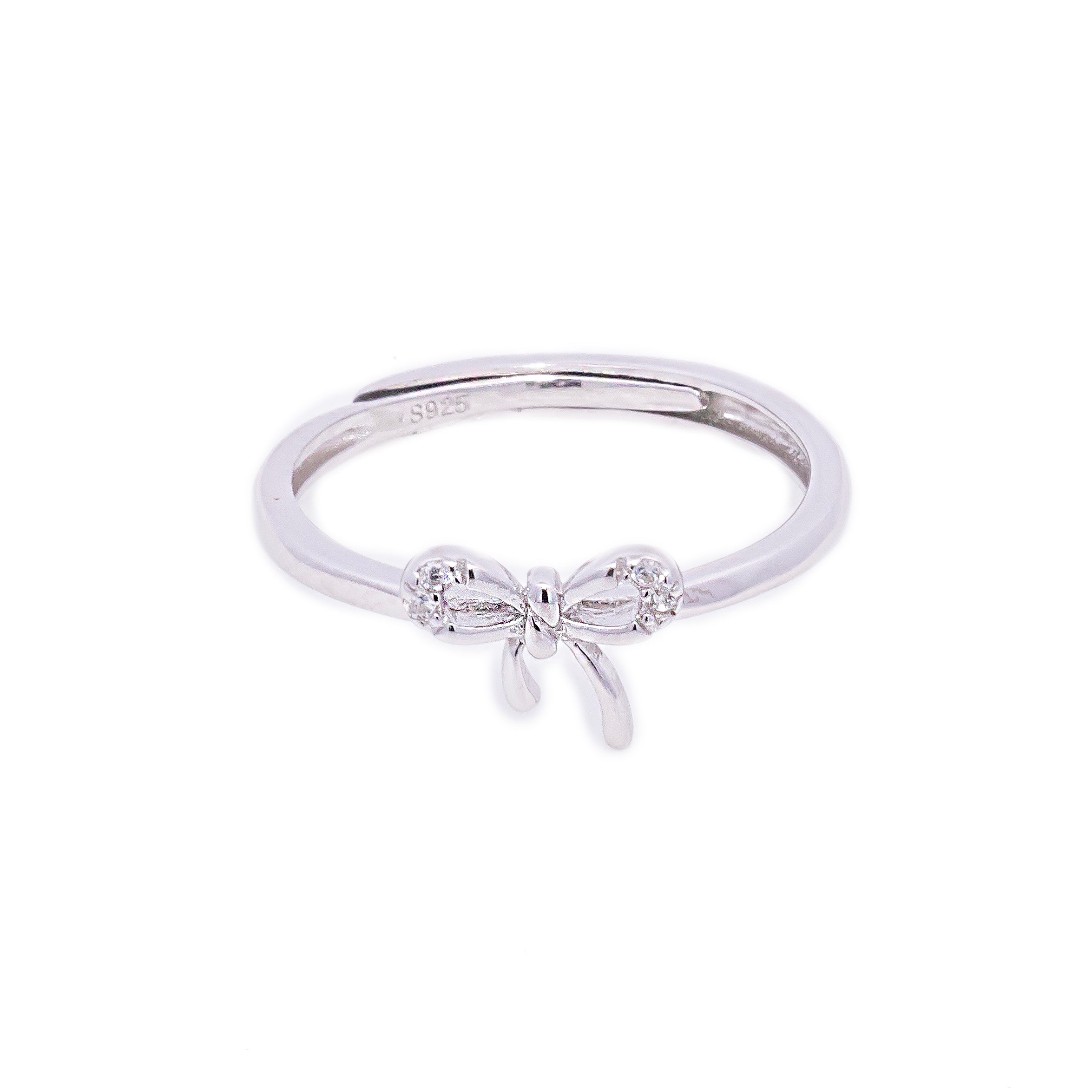 Adjustable Silver Bow Ring
