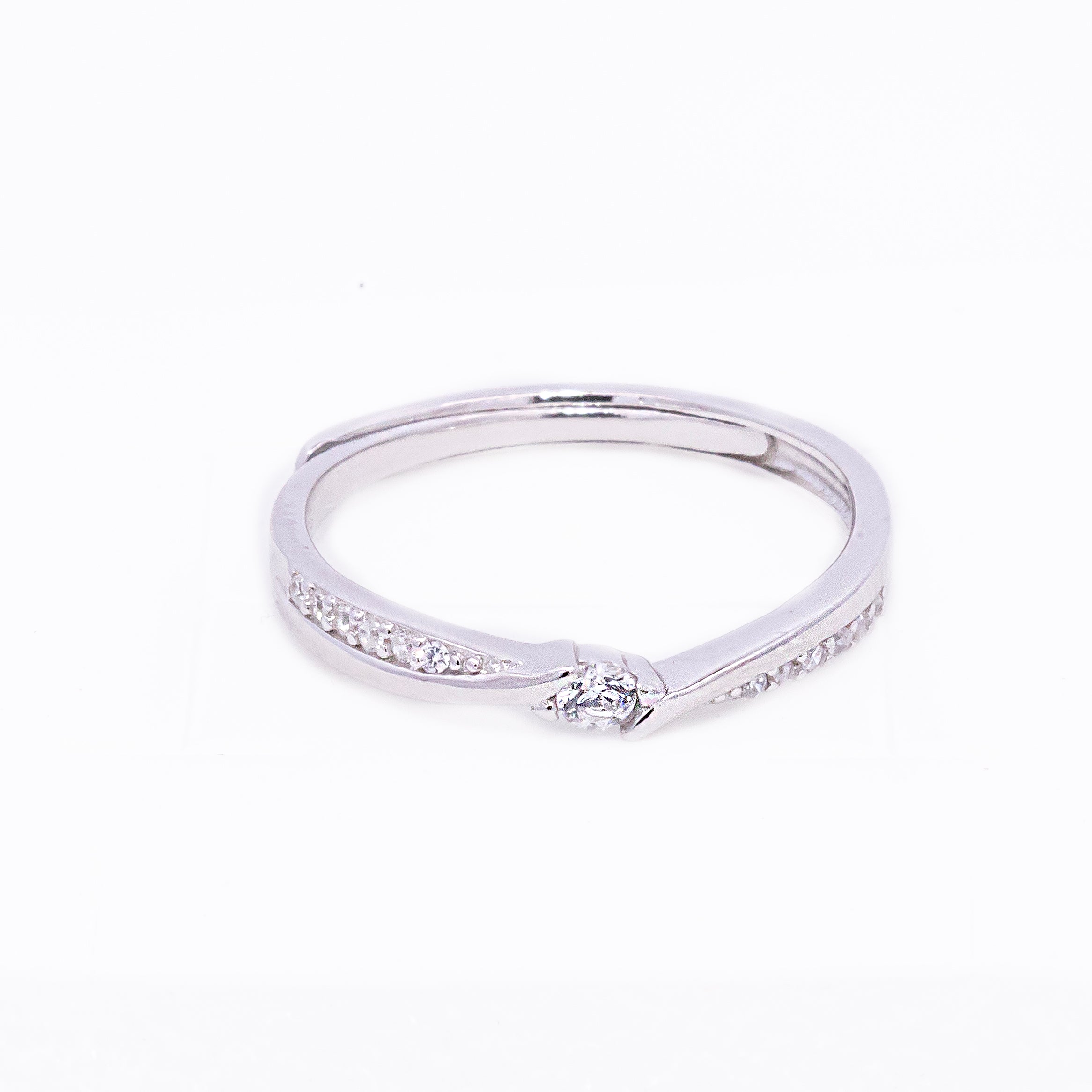 Adjustable Small Solitaire Silver Ring