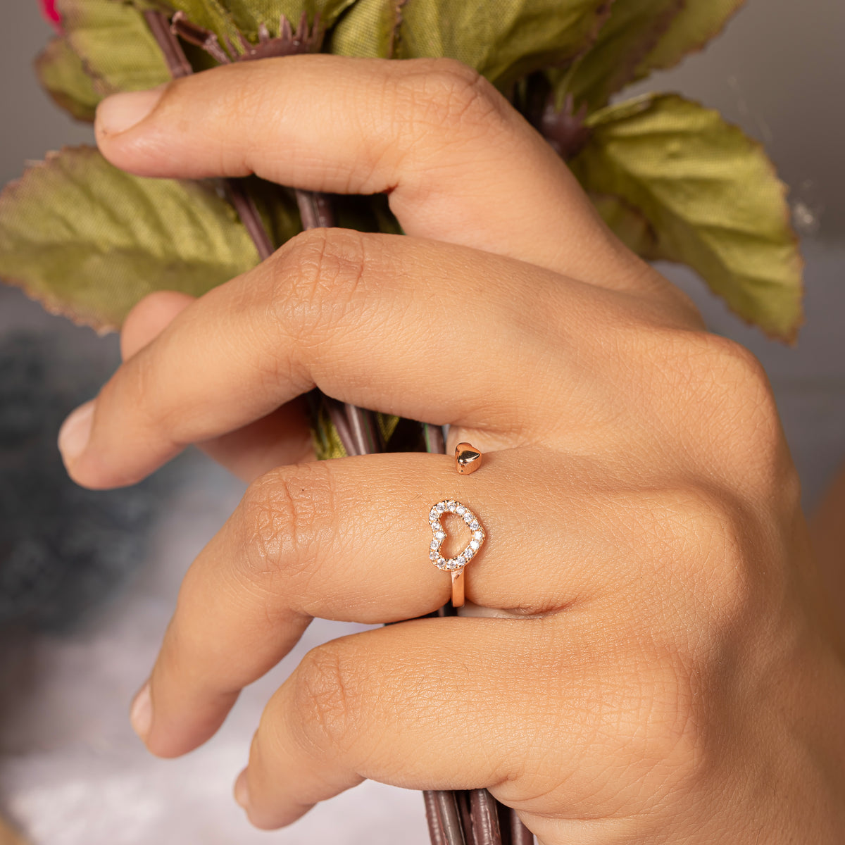 Adjustable Rose Gold Heart Ring