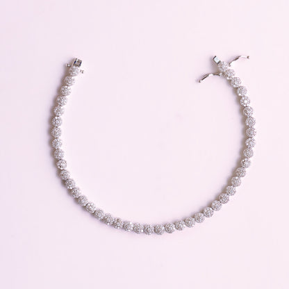 Silver Medium Floral Tennis Bracelet