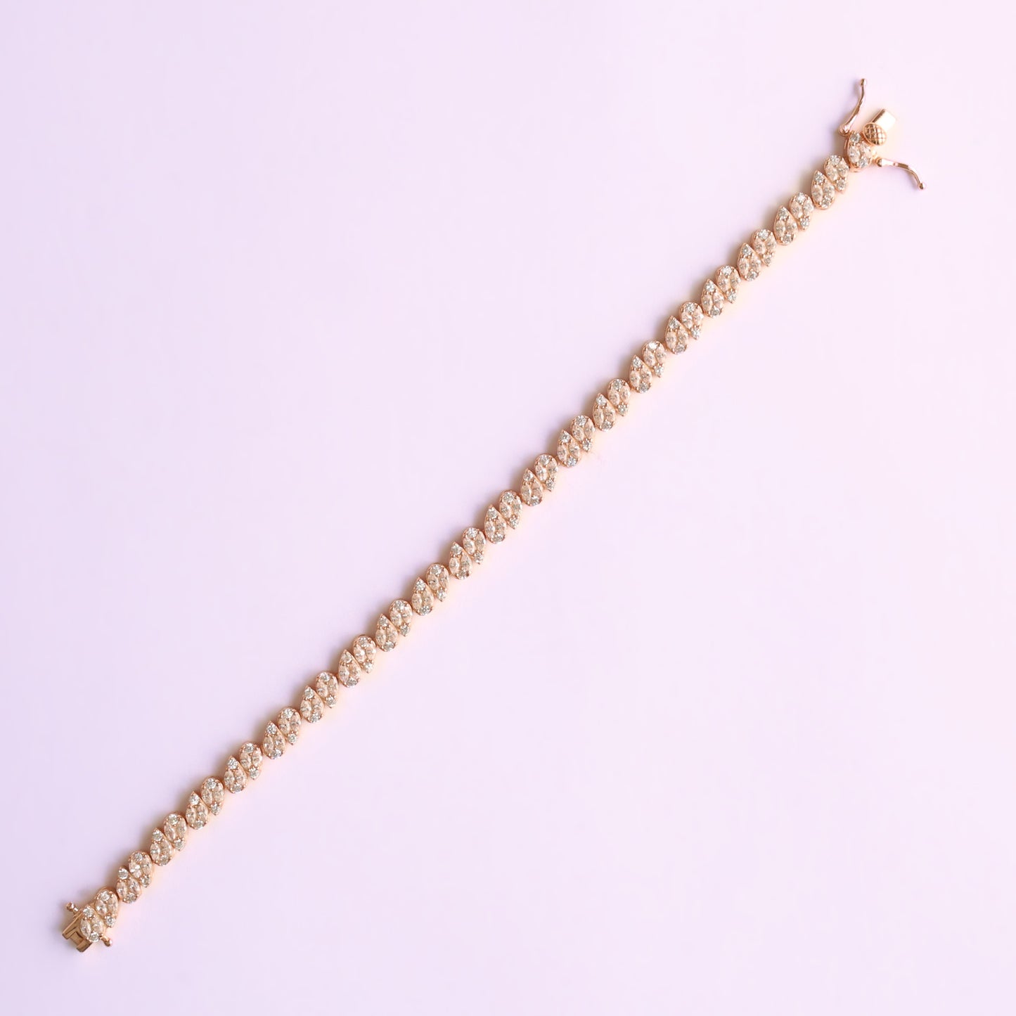 Rosegold Zircon Leafy Tennis Bracelet