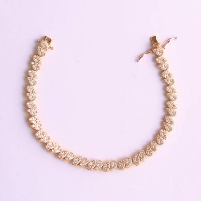 Rosegold Zircon Leafy Tennis Bracelet