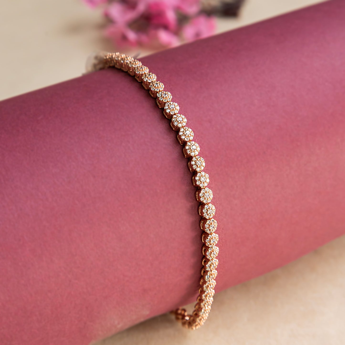 Rosegold Medium Floral Tennis Bracelet