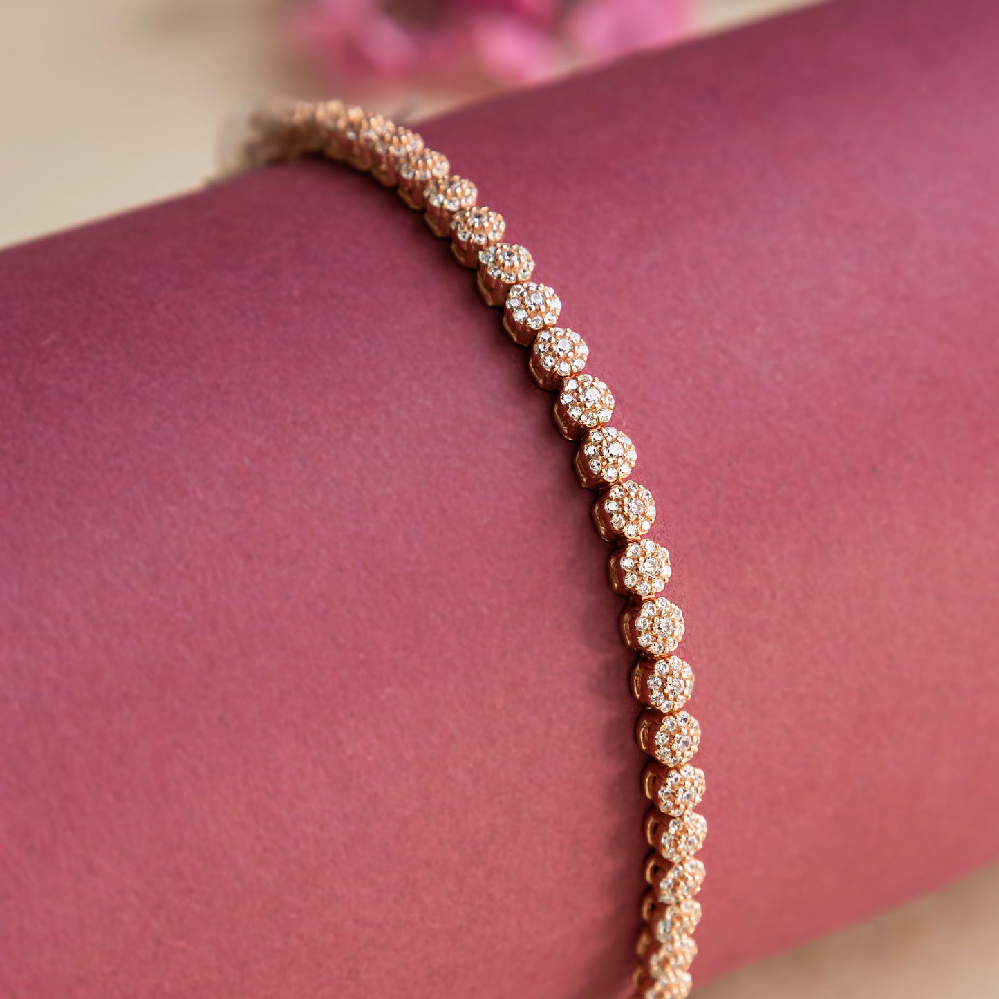 Rosegold Medium Floral Tennis Bracelet