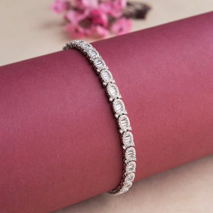 Silver Oval Heavy Tennis Bracelet