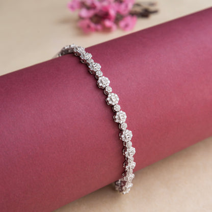 Silver Zircon Floral Tennis Bracelet