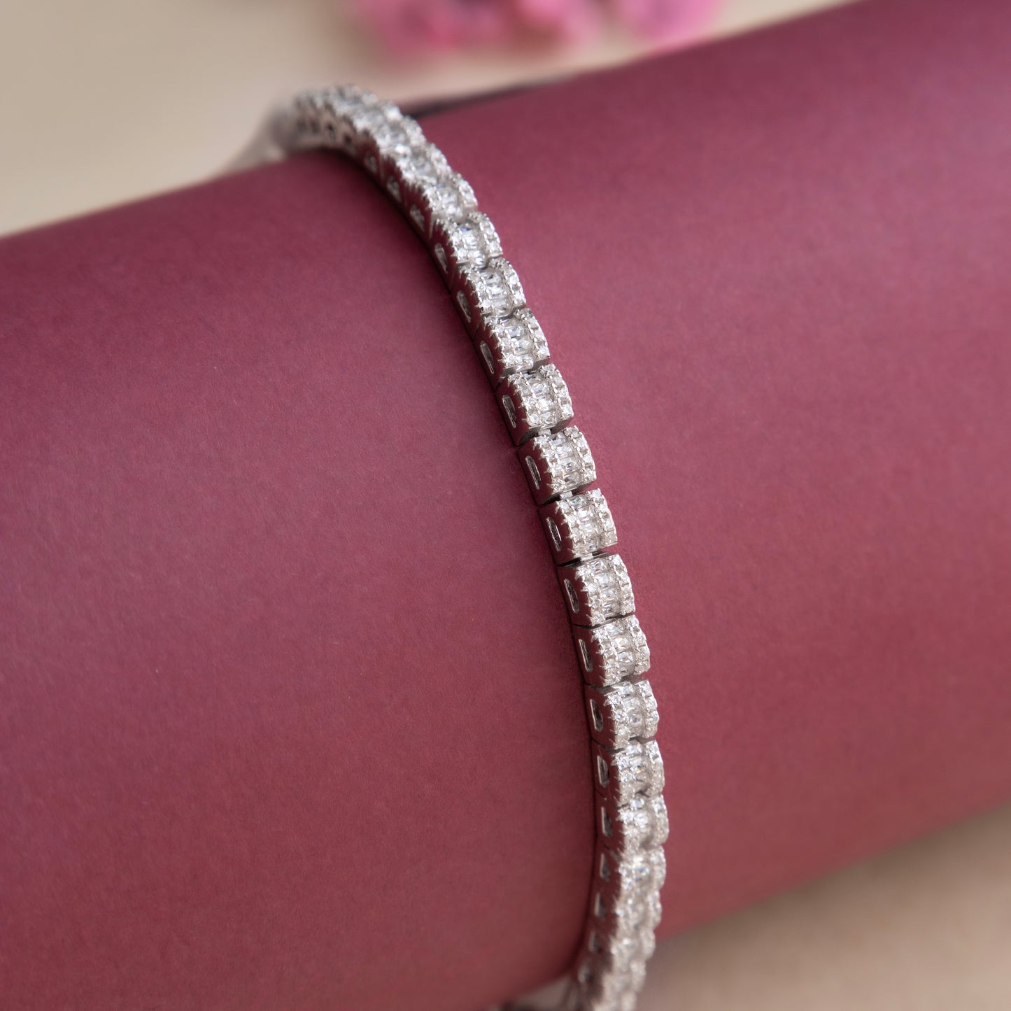 Silver Designer 3d Tennis Bracelet