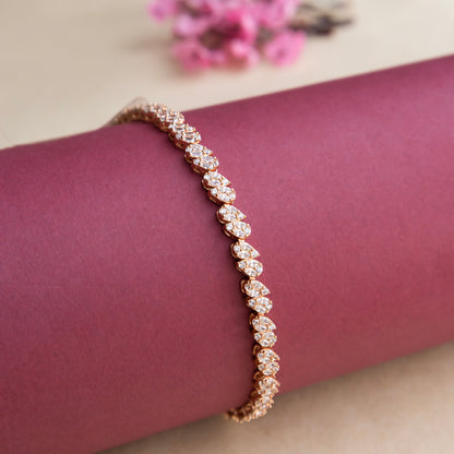 Rosegold Zircon Leafy Tennis Bracelet