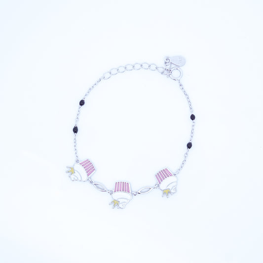 Sliver Enamel Cupcake Kids Bracelet