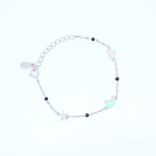 Silver Blue Dolphin Kids Bracelet