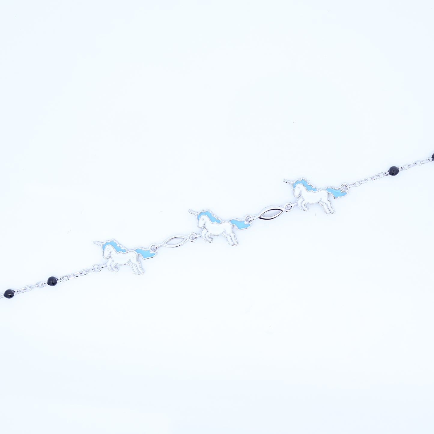 Silver Blue Unicorn Kids Bracelet