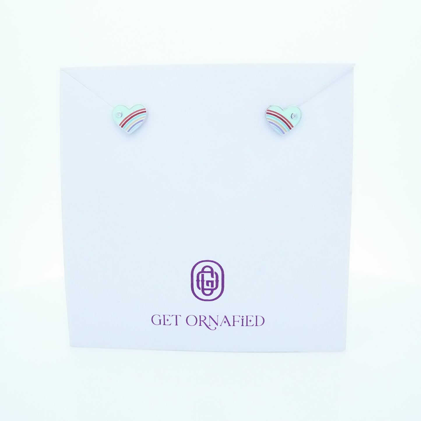 Silver Green Enamle Heart Kids Earrings