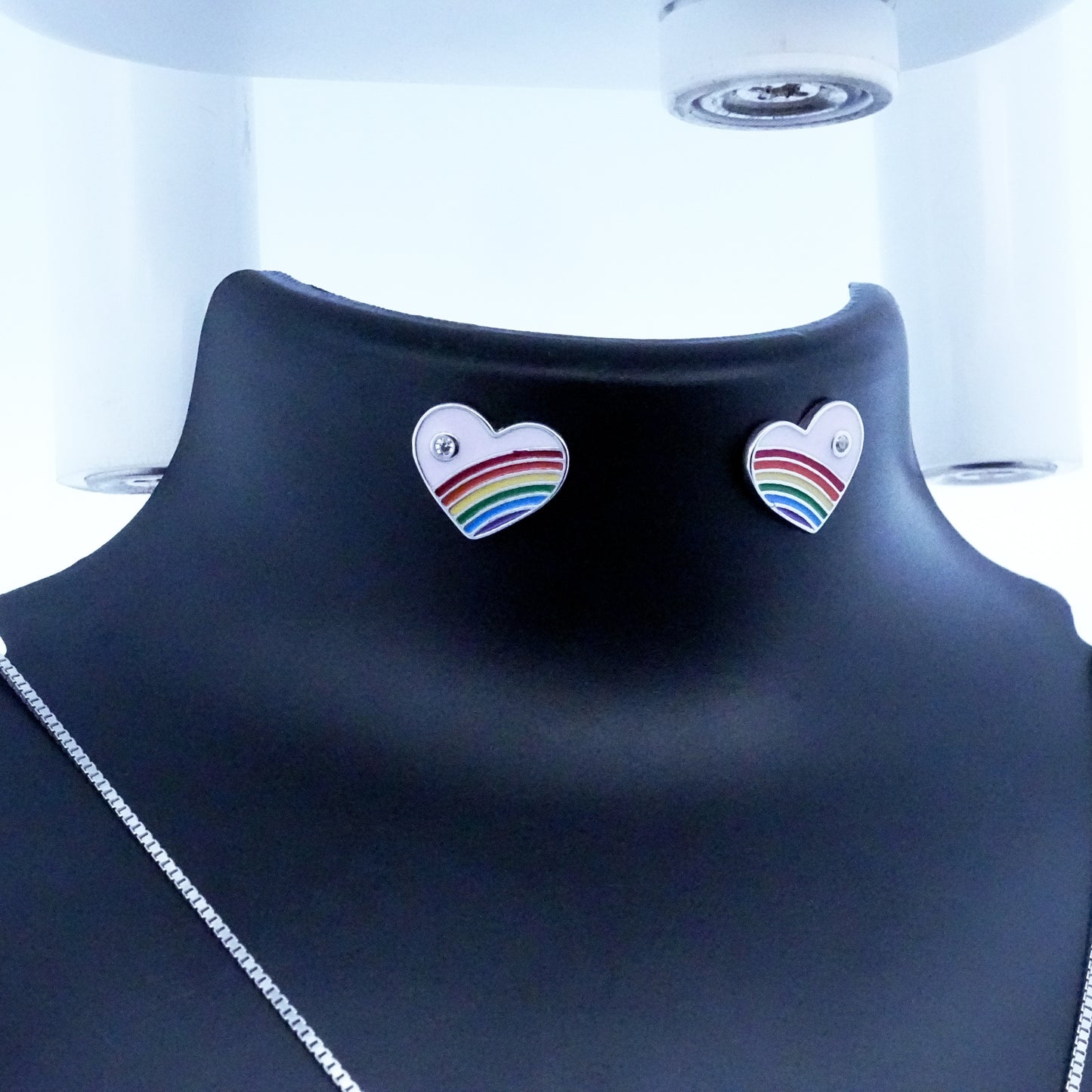 Silver Purple Enamle Heart Kids Earrings