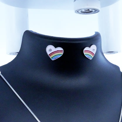 Silver Purple Enamle Heart Kids Earrings