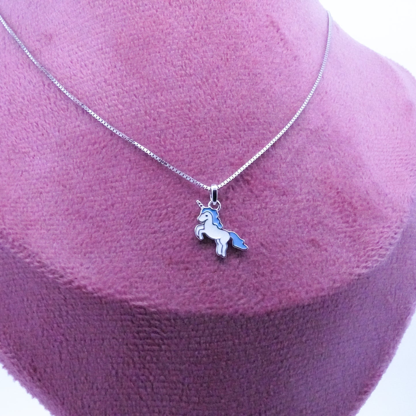 Silver Blue Unicorn Kids Earrings