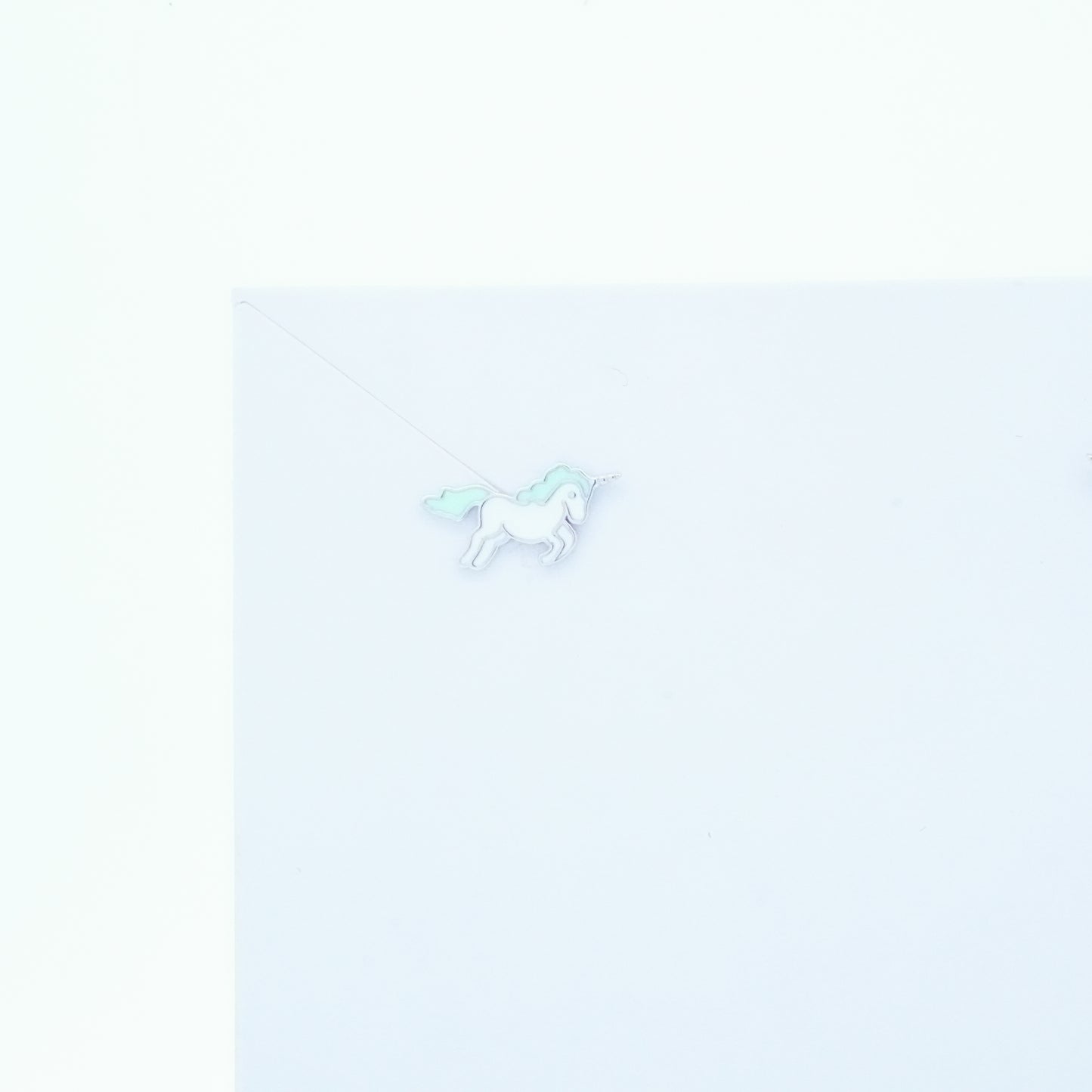 Silver Blue Unicorn Kids Earrings