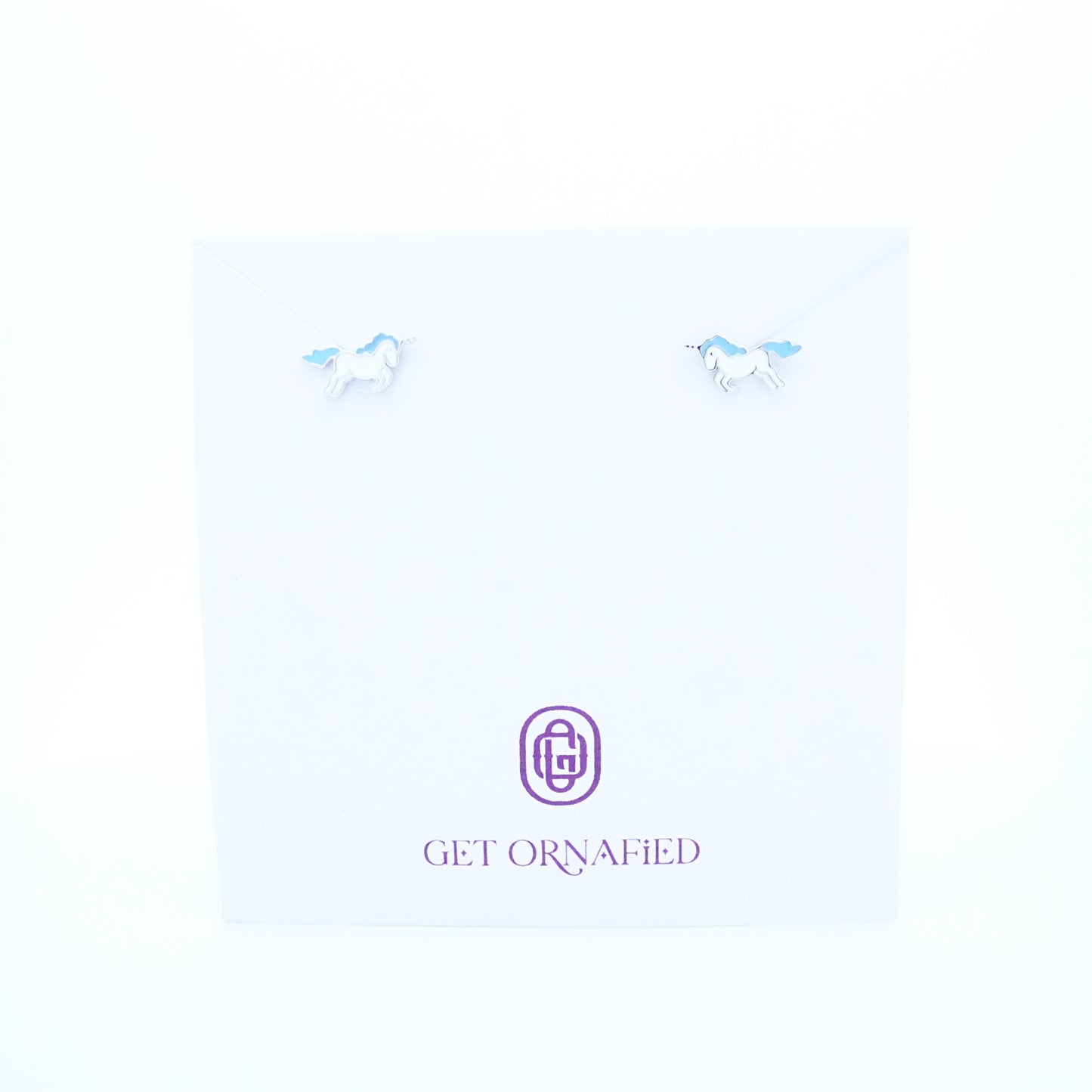 Silver Blue Unicorn Kids Earrings