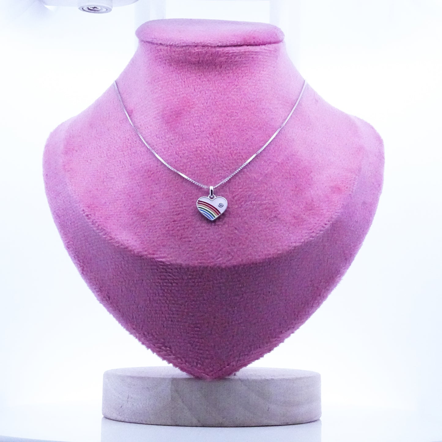 Silver Purple Enamle Heart Kids Necklace