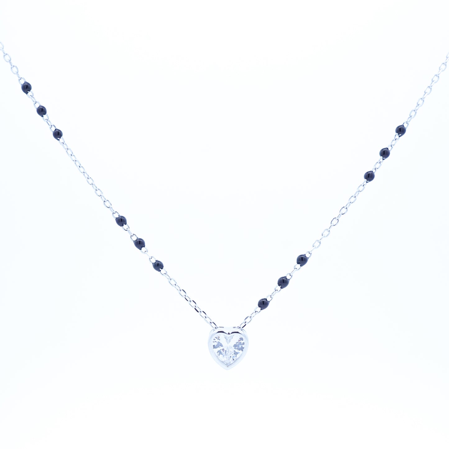 Silver Small Heart Solitaire Mangalsutra