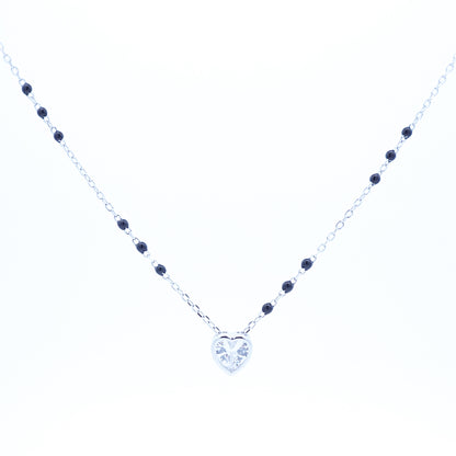 Silver Small Heart Solitaire Mangalsutra
