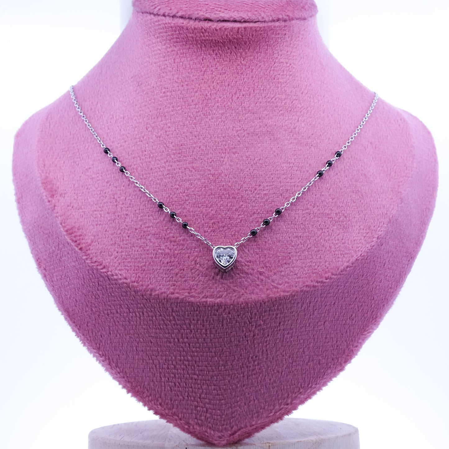 Silver Small Heart Solitaire Mangalsutra
