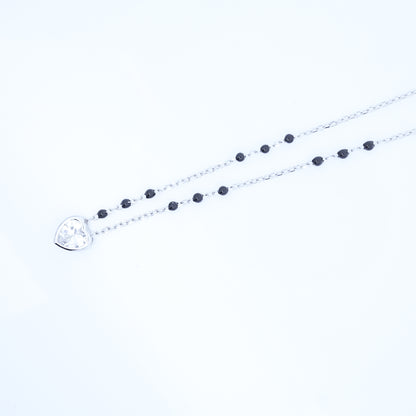 Silver Small Heart Solitaire Mangalsutra