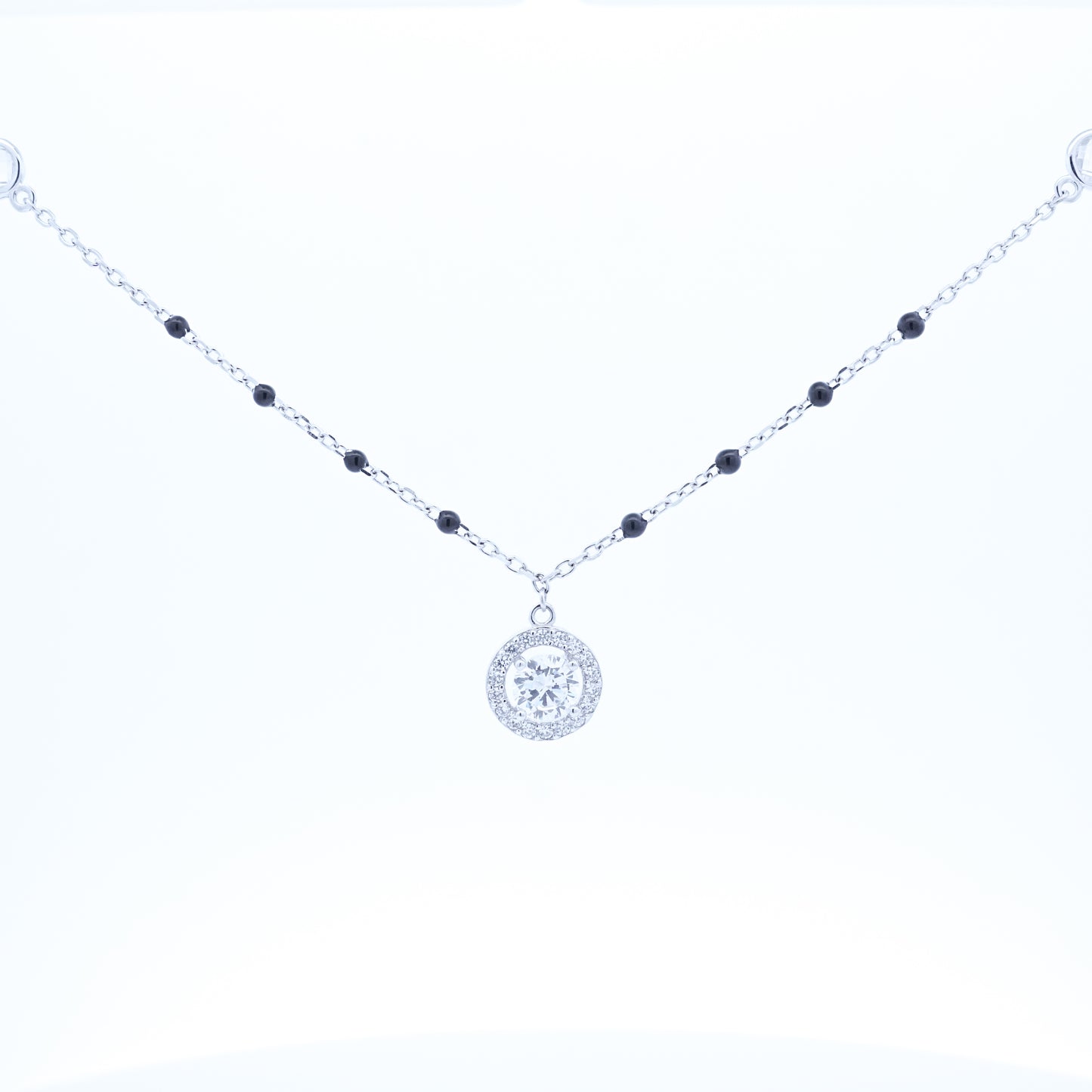 Silver wheel design Solitaire Mangalsutra