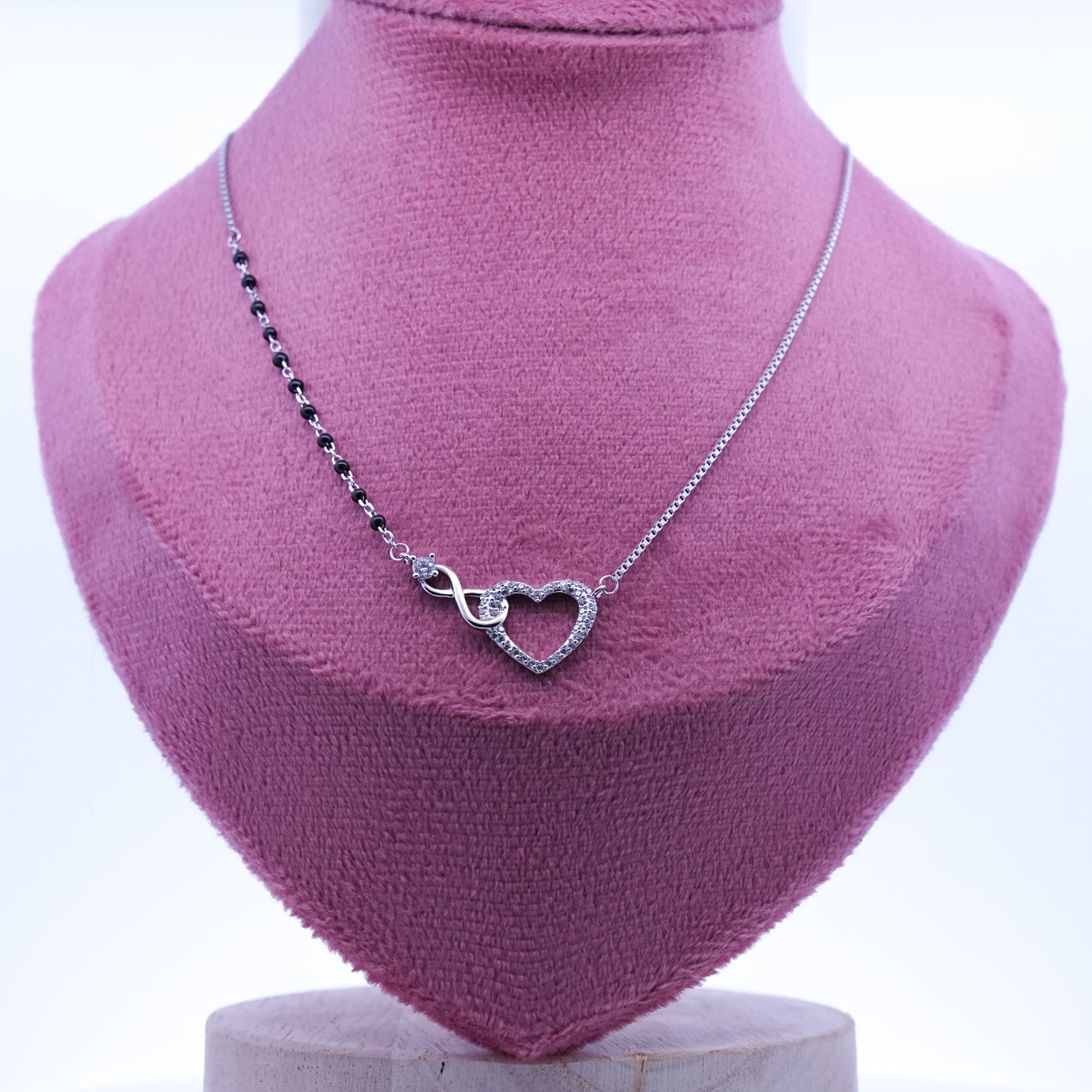 Silver heart Infinity Diamond Mangalsutra