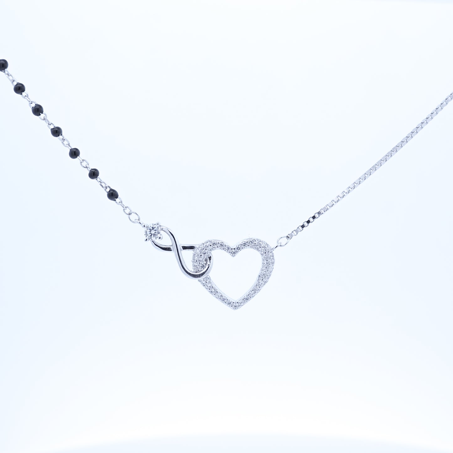 Silver heart Infinity Diamond Mangalsutra