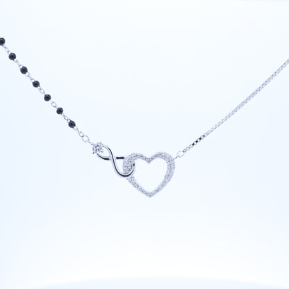 Silver heart Infinity Diamond Mangalsutra