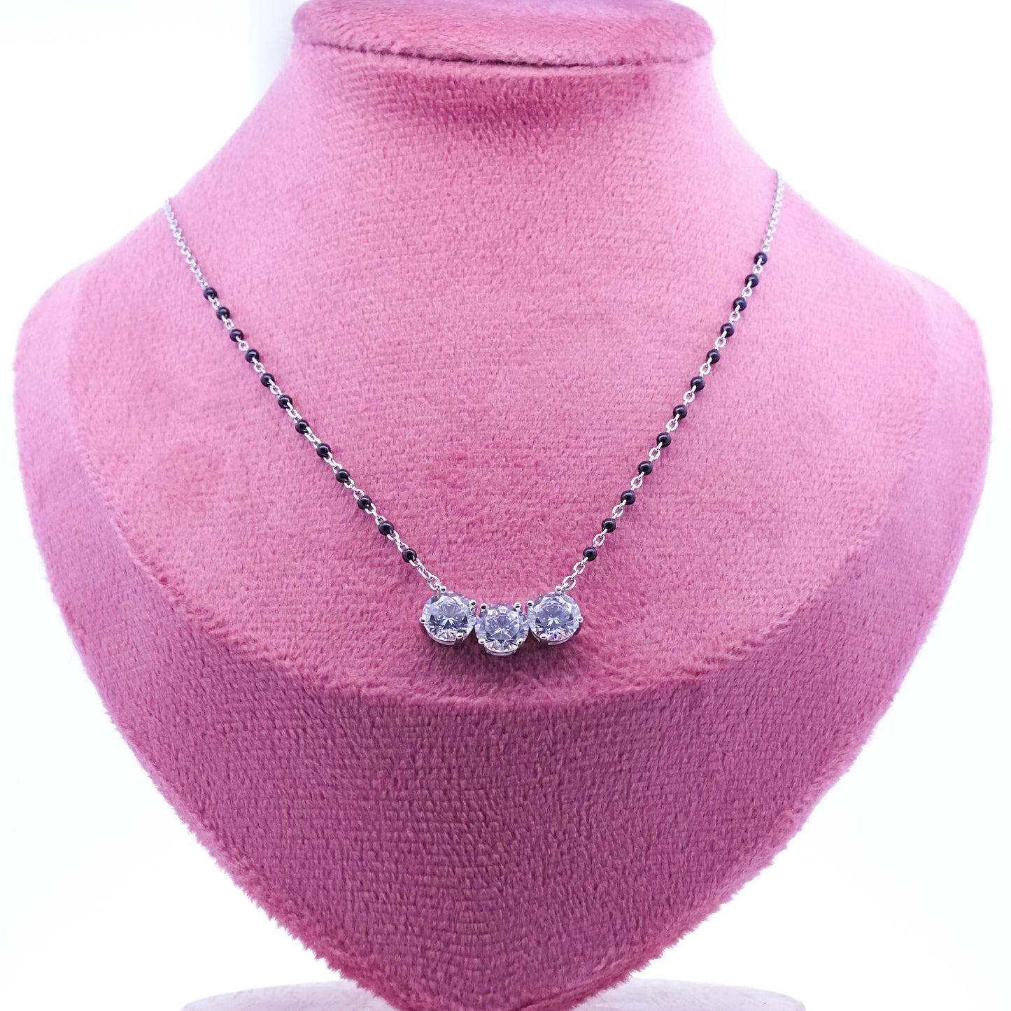 Silver Three Diamongs Mangalsutra