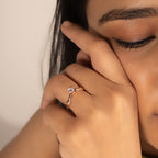 Double Layered Adjustable Rose Gold Round Solitaire Ring