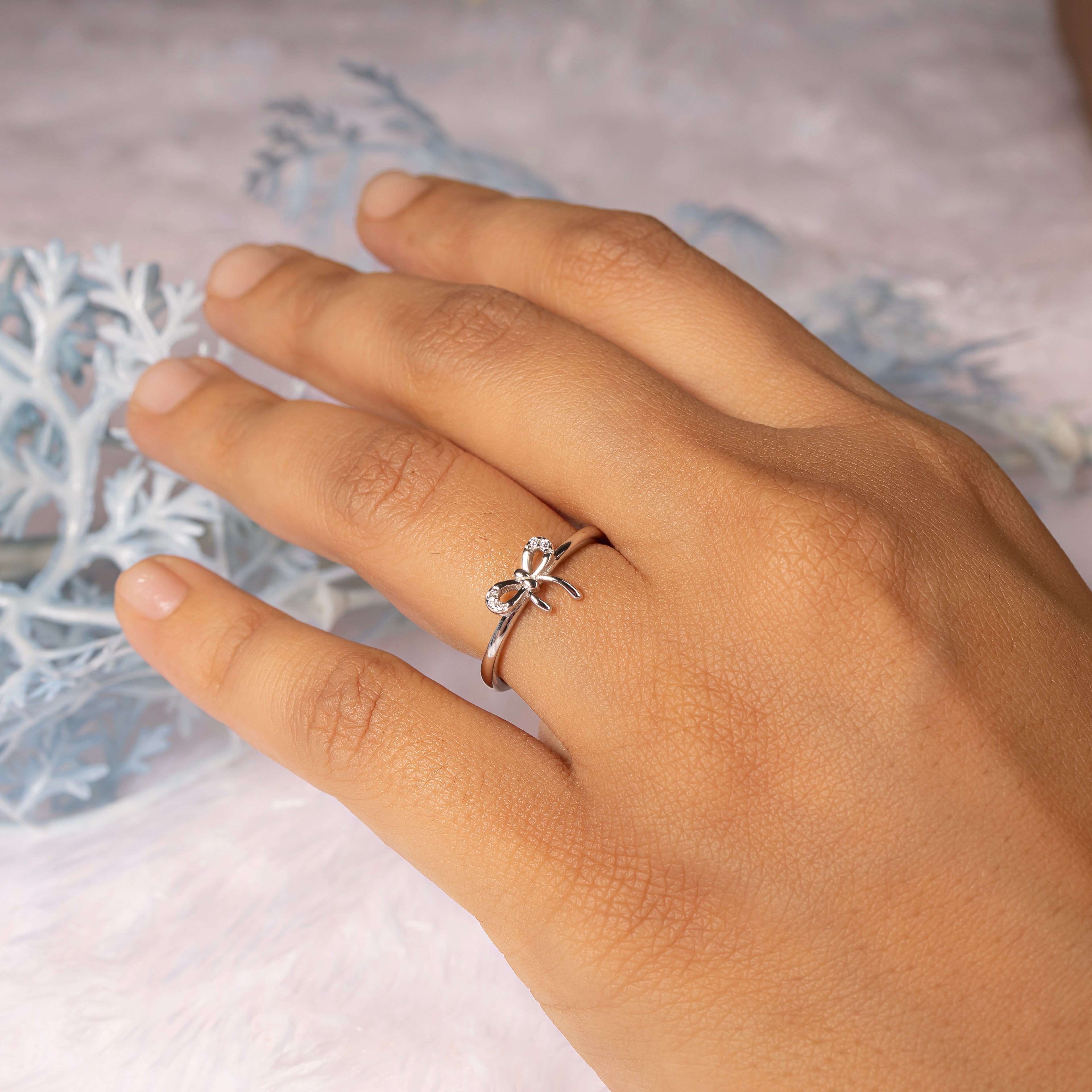 Adjustable Silver Bow Ring