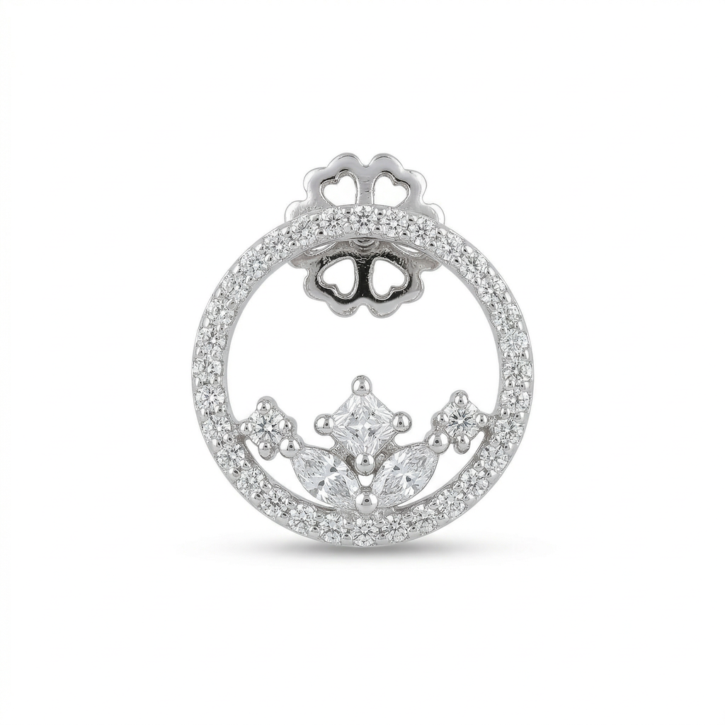 Silver heart shaped designer danglers earrings
