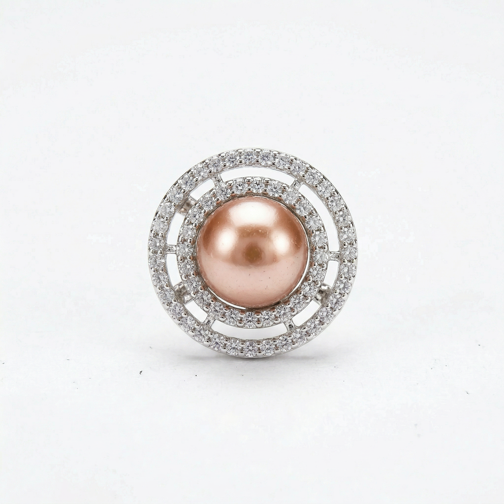 Silver brown diamond studded heavy tops earrings